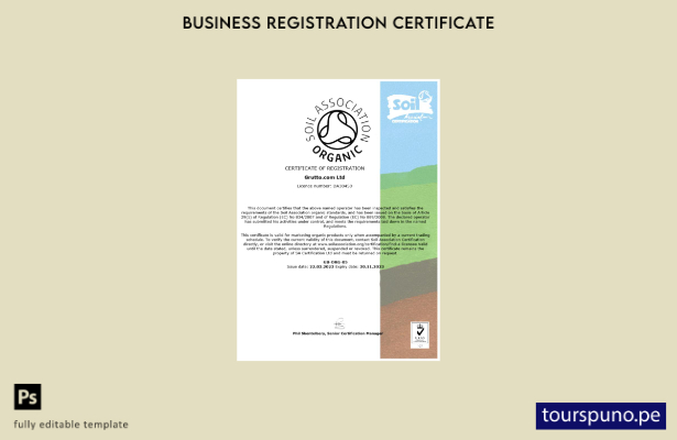 listo para imprimir Certificado de registro de la Asociación de Suelos de EE. UU